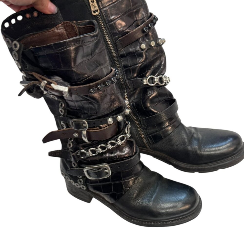 A.S.98 Rock & Roll Black Leather Moto Boots EU 39 US 8.5–9 - Picture 4 of 5